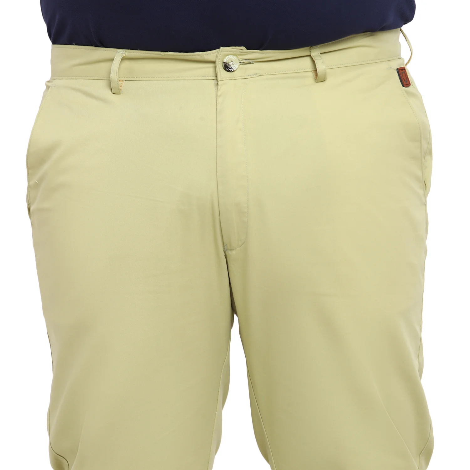 Plus Men's Green Cotton Regular Fit Casual Chinos Trousers - Image 5