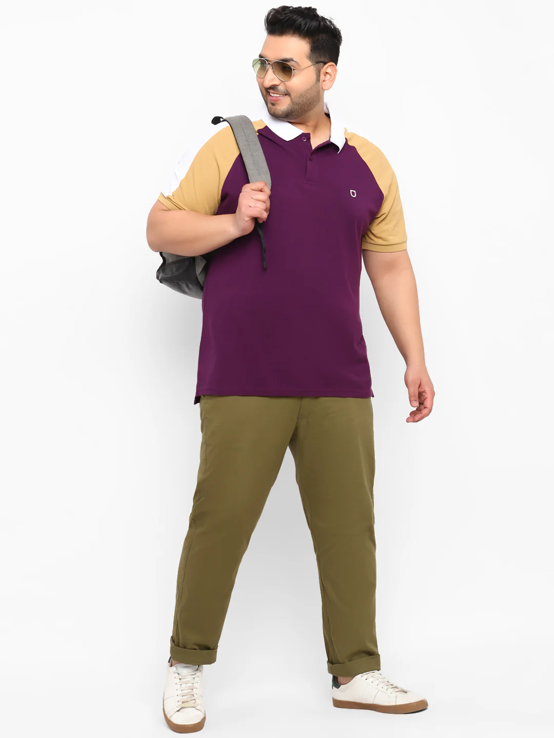 Plus Men's Green Cotton Regular Fit Casual Chinos Trousers - Image 4