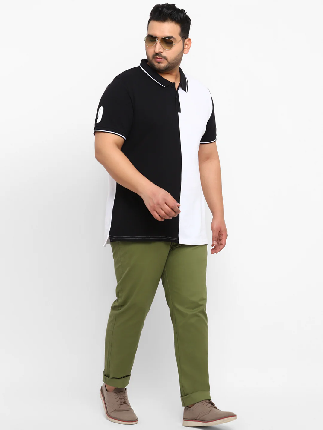 Plus Men's Green Cotton Regular Fit Casual Chinos Trousers - Image 4