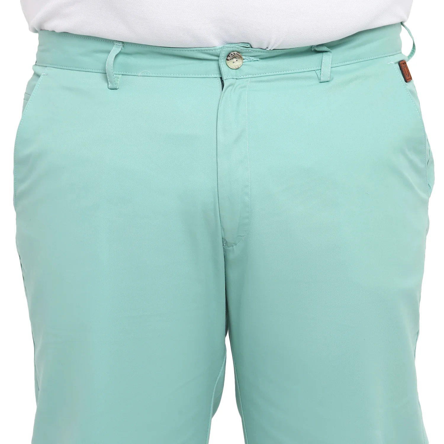 Plus Men's Green Cotton Regular Fit Casual Chinos Trousers - Image 5