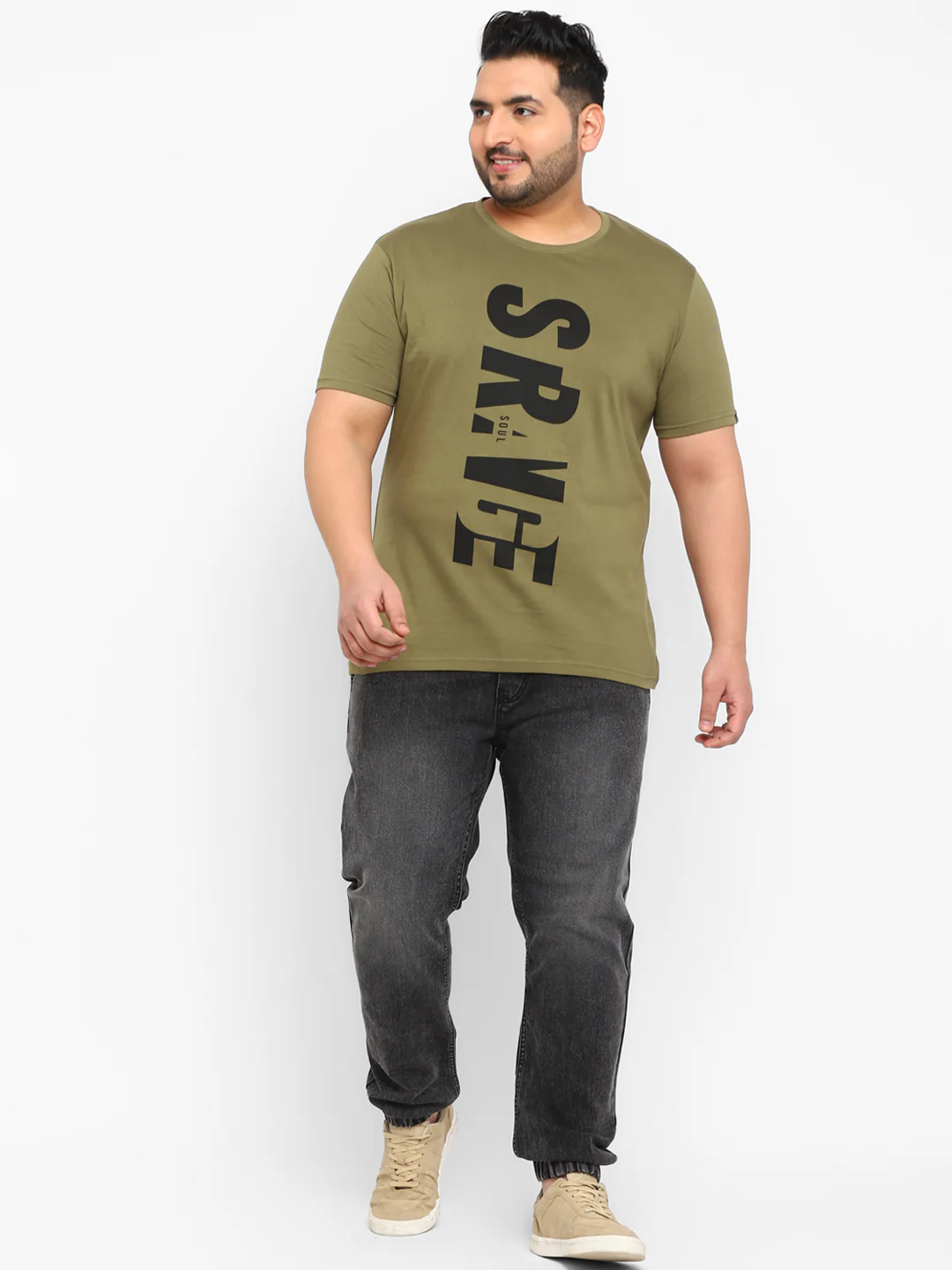 Urbano Plus Men's Green Graphic Printed Half Sleeve Regular Fit Cotton T-Shirt - Image 4