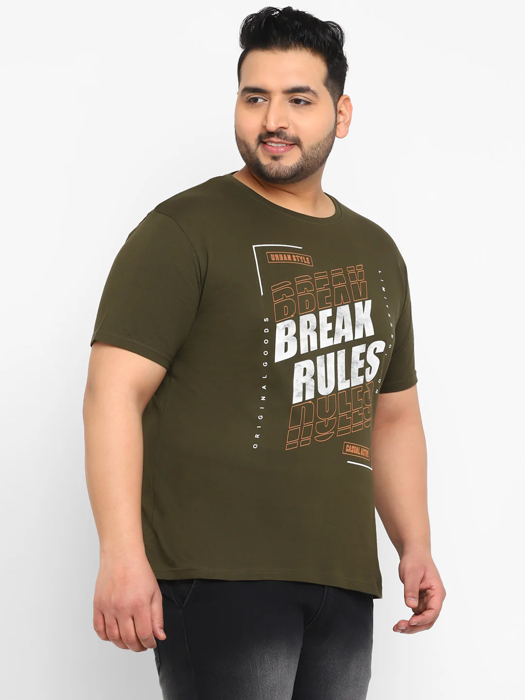 Urbano Plus Men's Green Graphic Printed Half Sleeve Regular Fit Cotton T-Shirt - Image 2