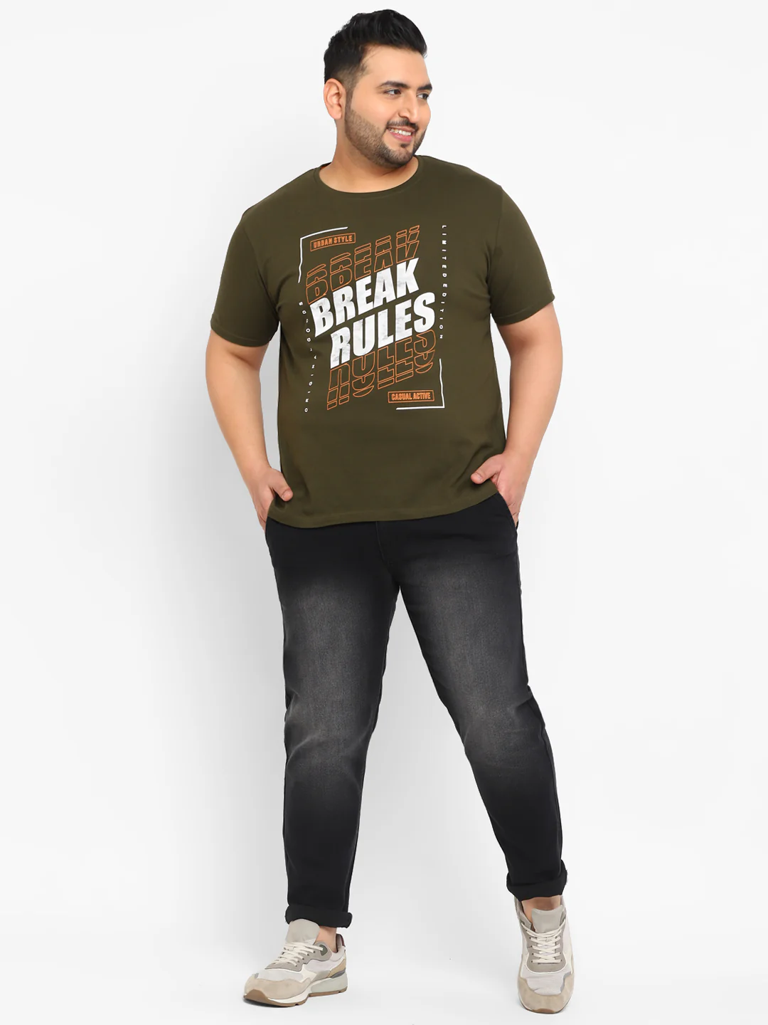 Urbano Plus Men's Green Graphic Printed Half Sleeve Regular Fit Cotton T-Shirt - Image 4