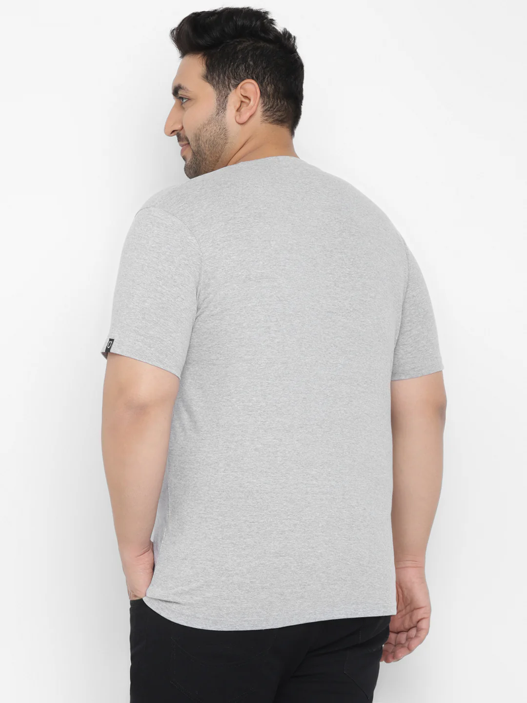 Plus Men's Grey, Black Color-Block Military Camouflage Printed Half Sleeve Regular Fit Cotton T-Shirt - Image 3