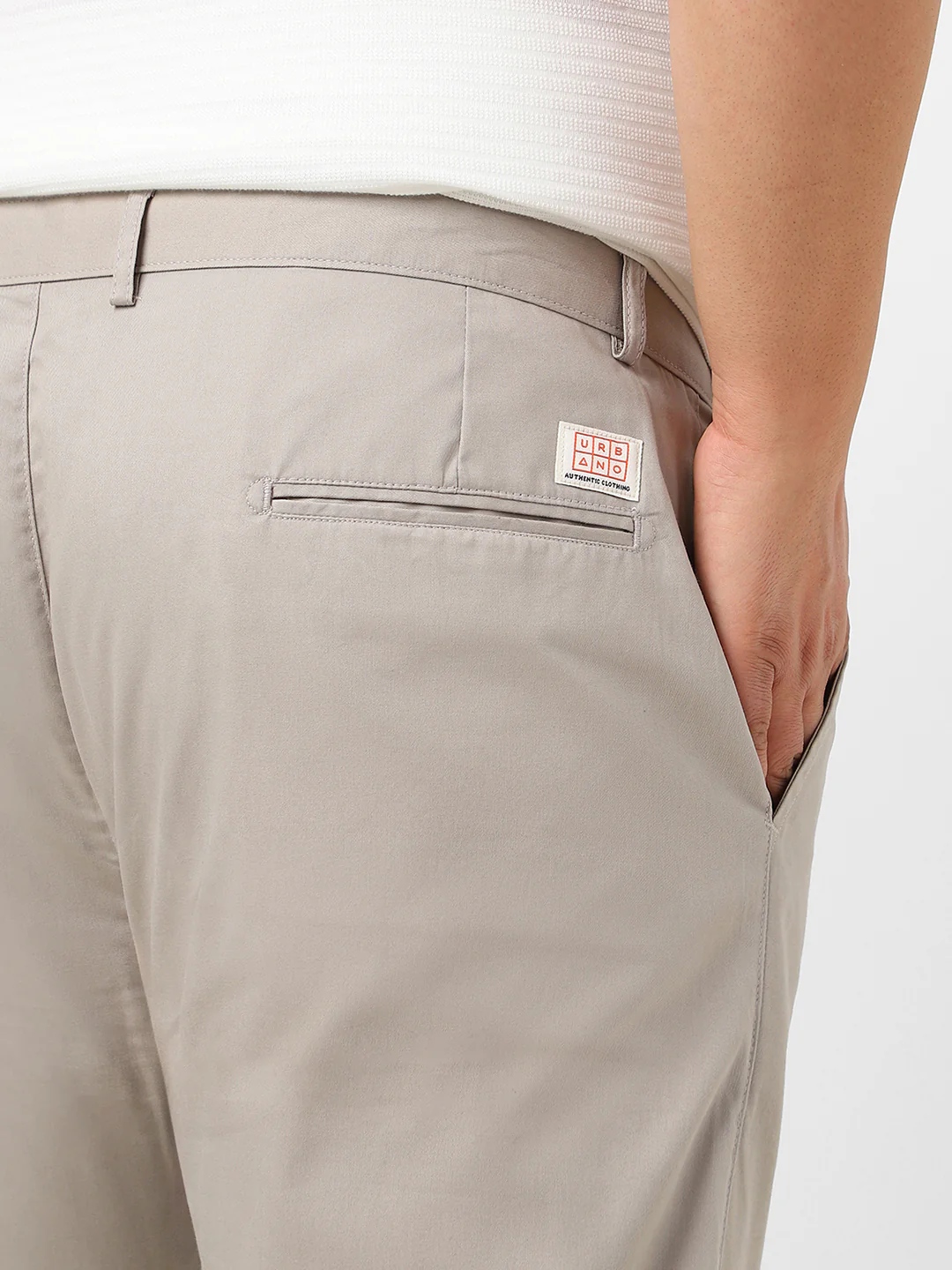 Plus Men's Grey Cotton Regular Fit Casual Chinos Trousers - Image 6