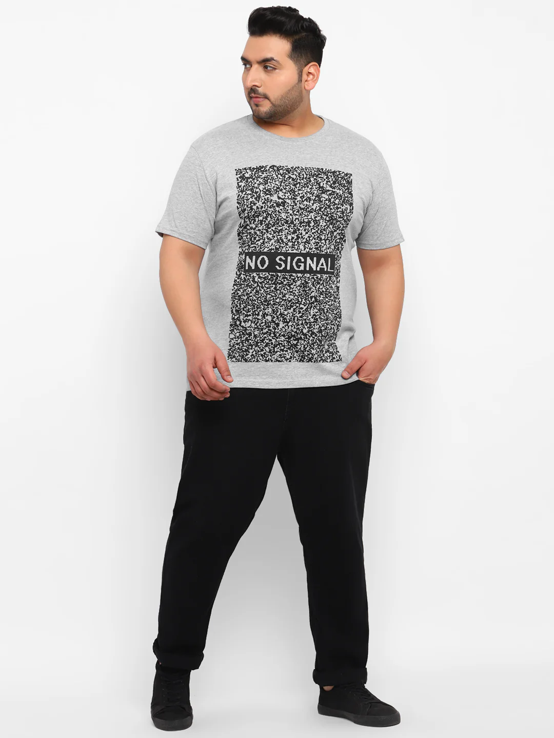 Urbano Plus Men's Grey Graphic Printed Half Sleeve Regular Fit Cotton T-Shirt - Image 4