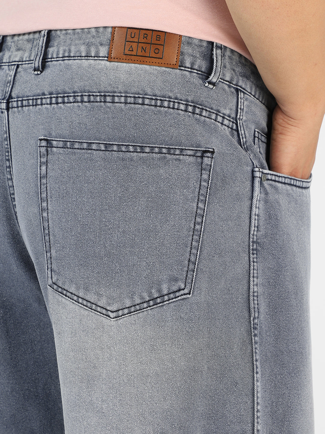 Plus Men's Grey Loose Baggy Fit Cut and Sew Panelled Jeans Non-Stretchable - Image 6