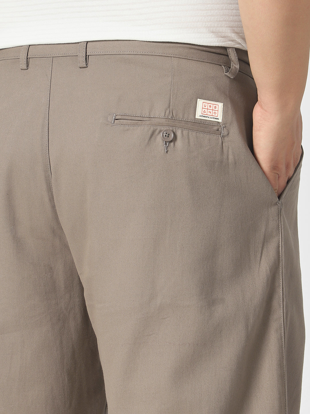 Plus Men's Grey Loose Baggy Fit Solid Chino Trousers Non-Stretchable - Image 5