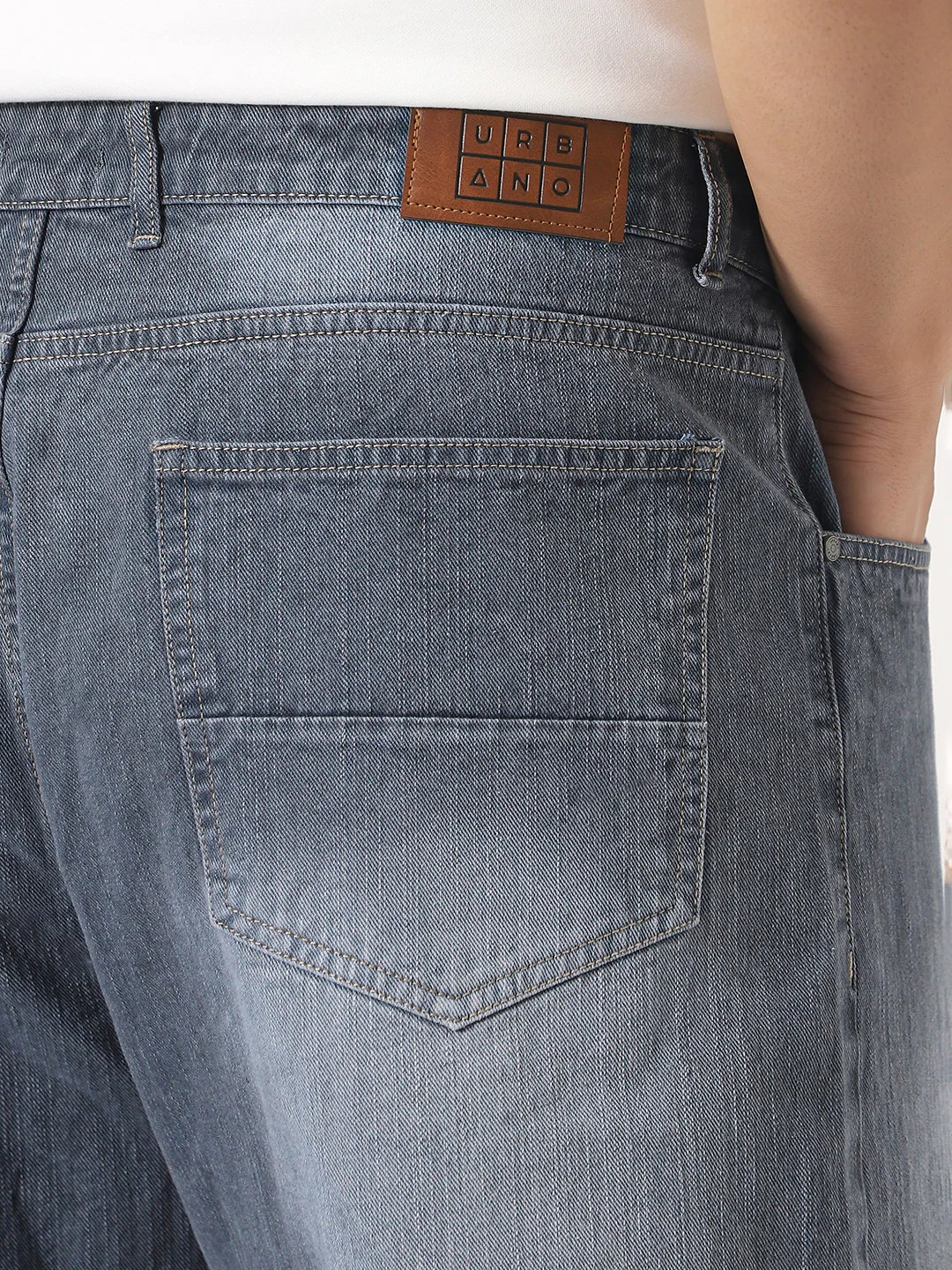 Plus Men's Grey Loose Baggy Fit Washed Denim Jeans Non-Stretchable - Image 6