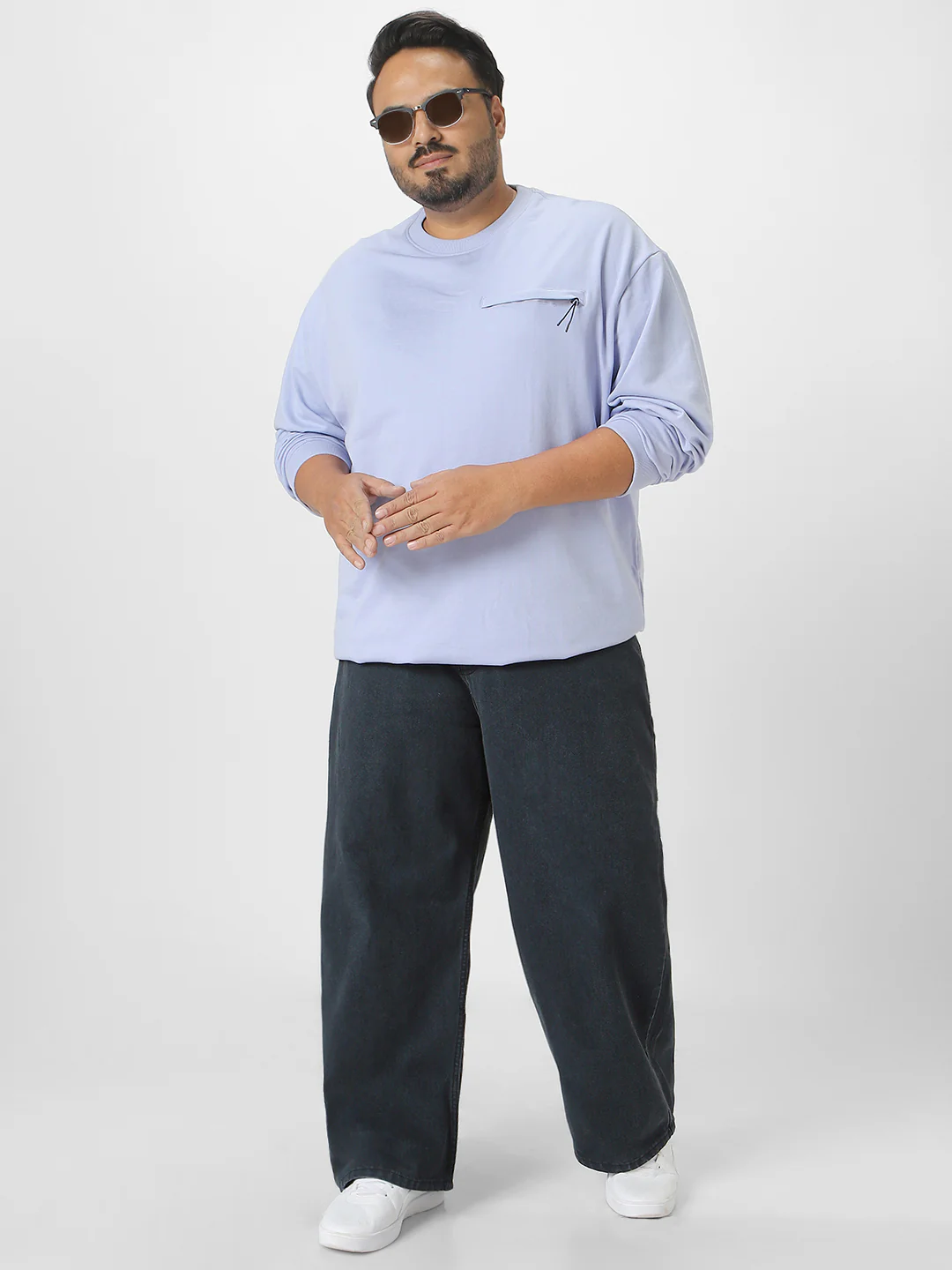 Plus Men's Grey Loose Fit Washed Jeans Non-Stretchable - Image 4