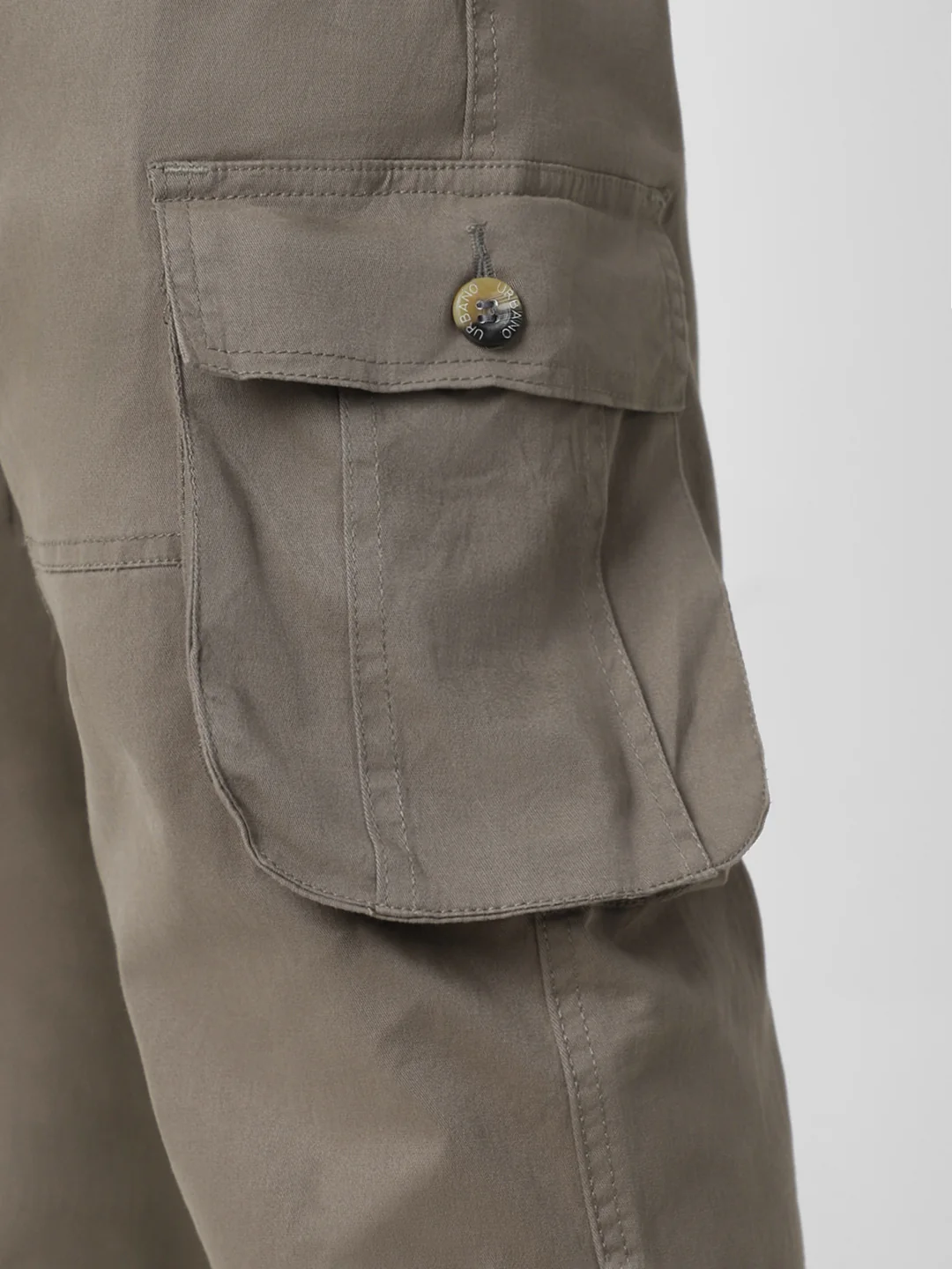 Plus Men's Grey Regular Fit Solid Cargo Chino Pant with 6 Pockets - Image 6