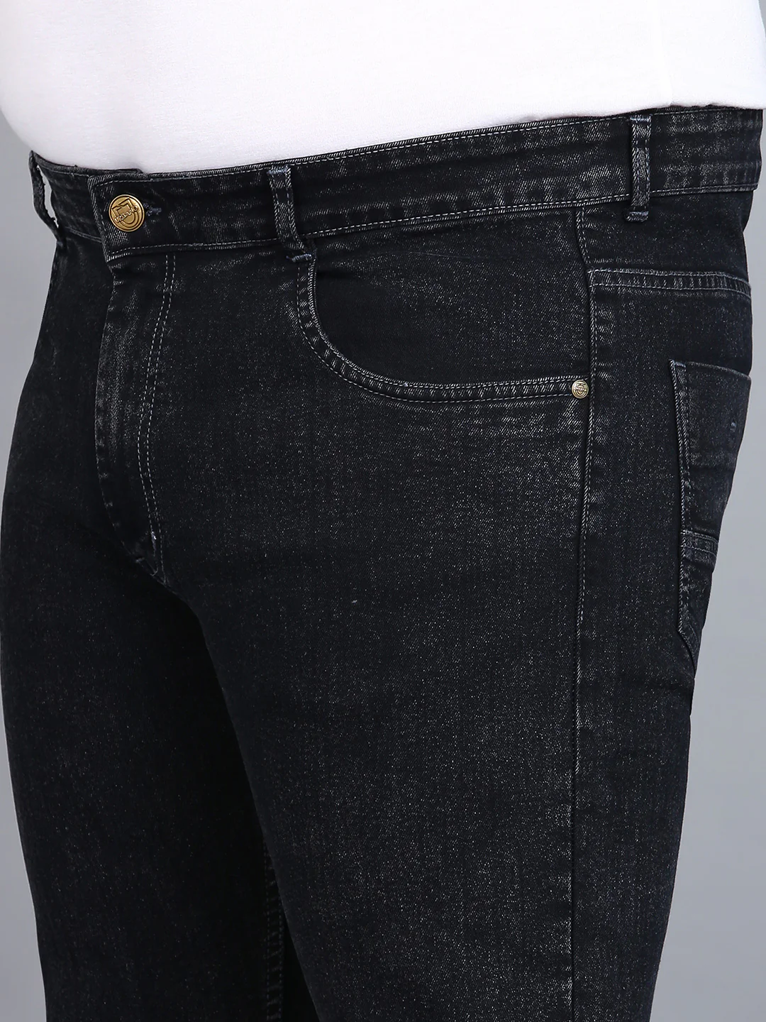 Plus Men's Grey Regular Fit Washed Jeans Stretchable - Image 5