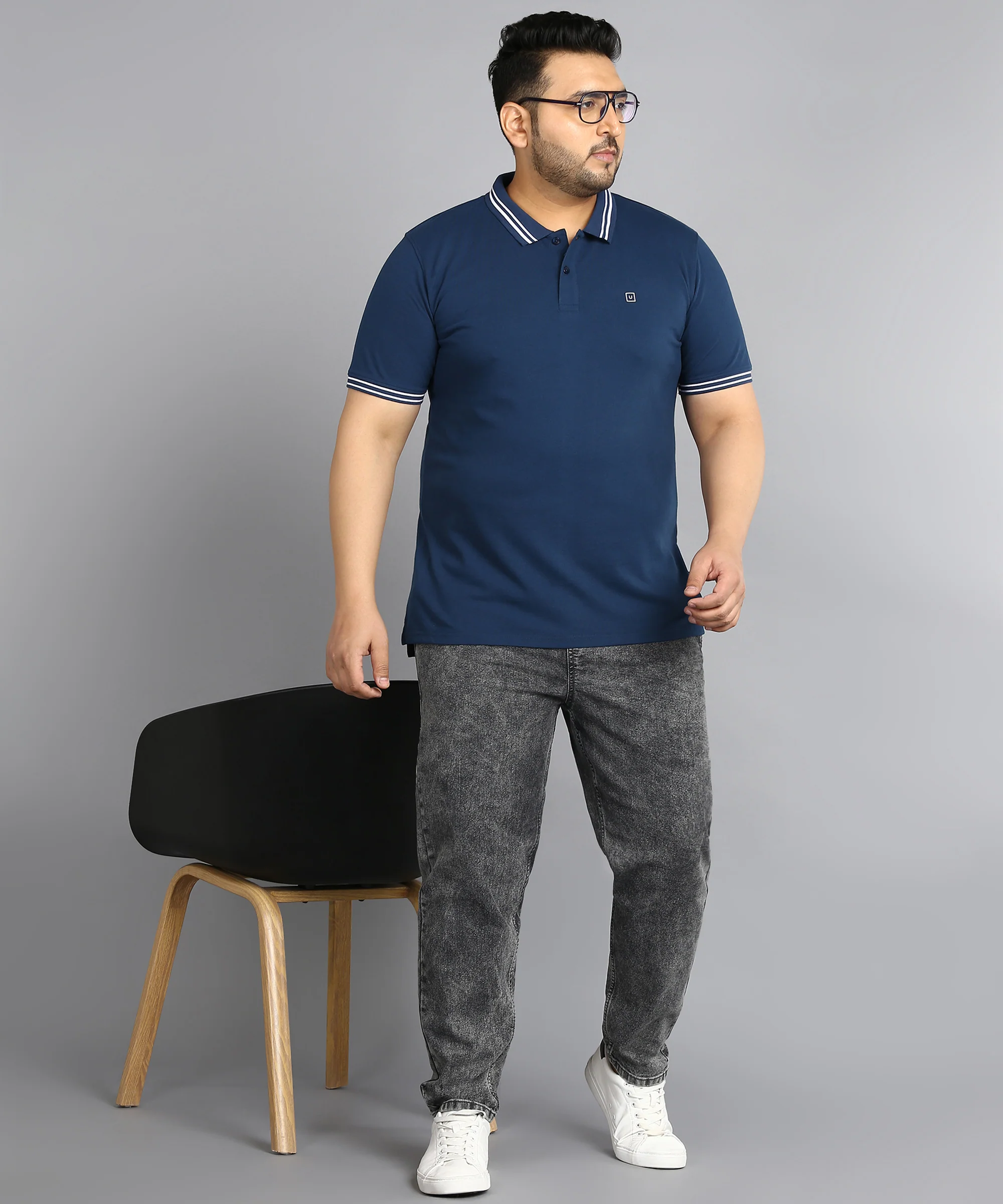 Plus Men's Grey Regular Fit Washed Jogger Jeans Stretchable - Image 4