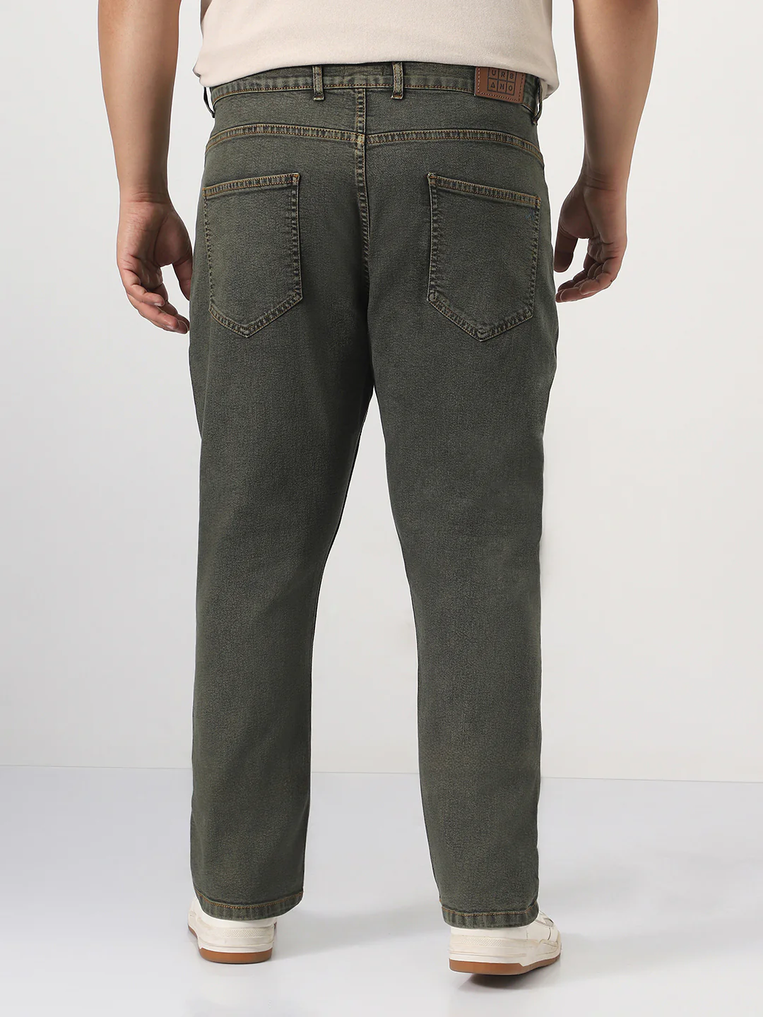 Plus Men's Grey Straight Fit Heavy Washed Jeans Stretchable - Image 3