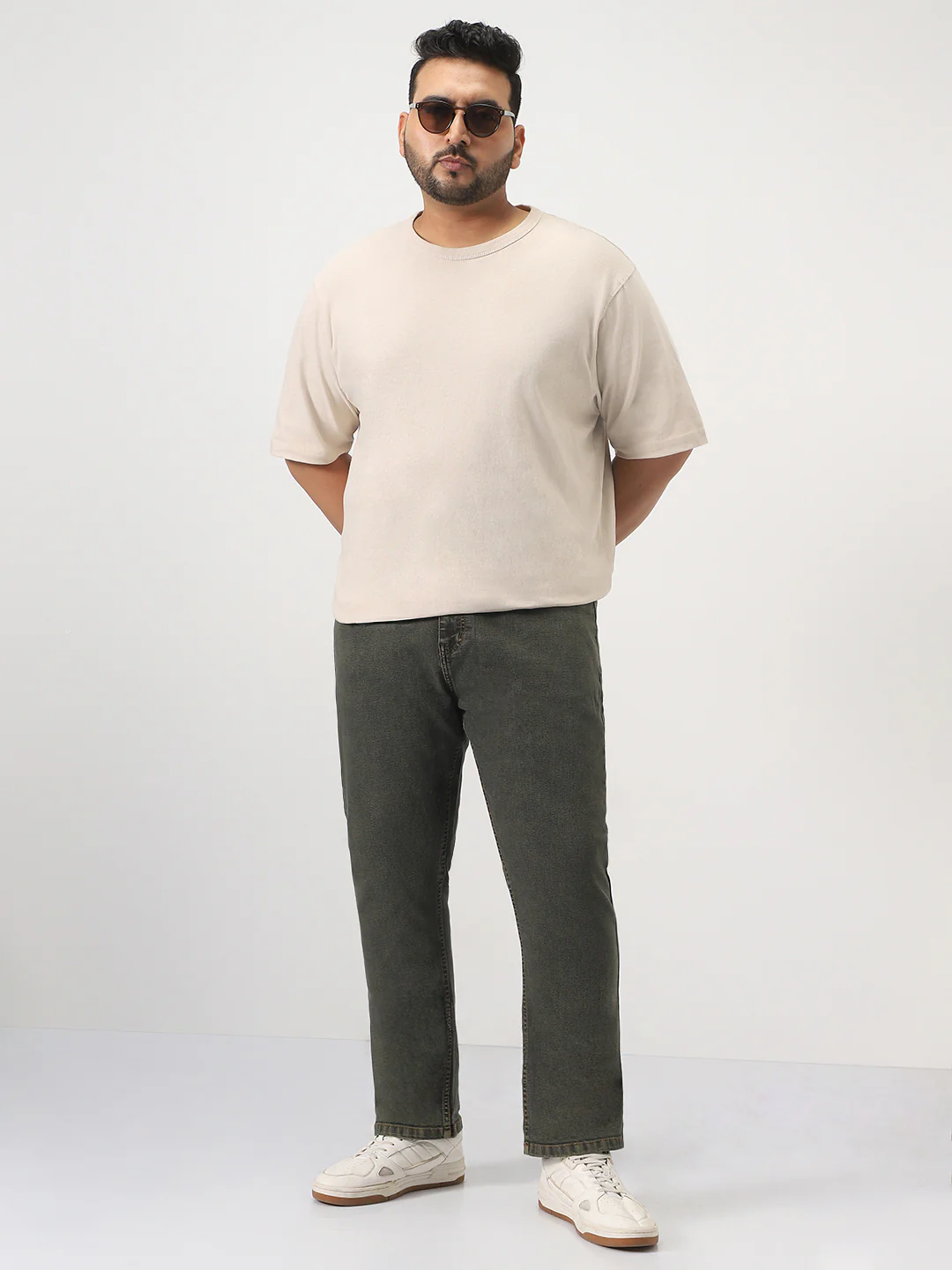 Plus Men's Grey Straight Fit Heavy Washed Jeans Stretchable - Image 4
