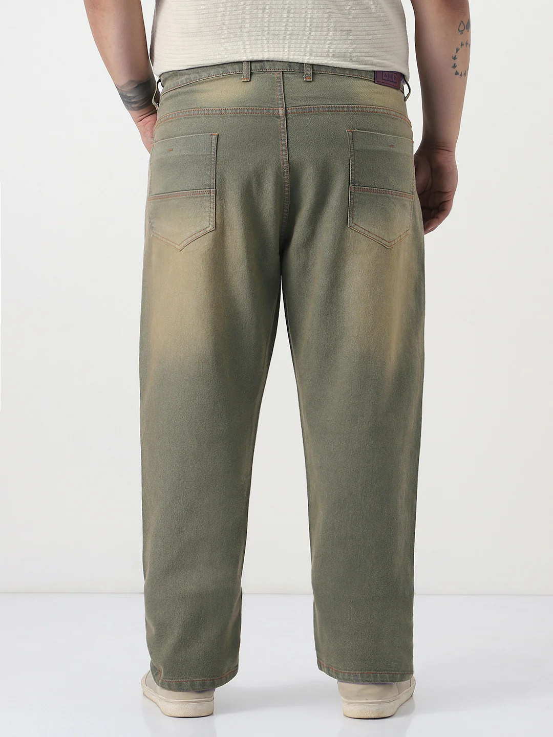 Plus Men's Grey Straight Fit Heavy Washed Jeans Stretchable - Image 3