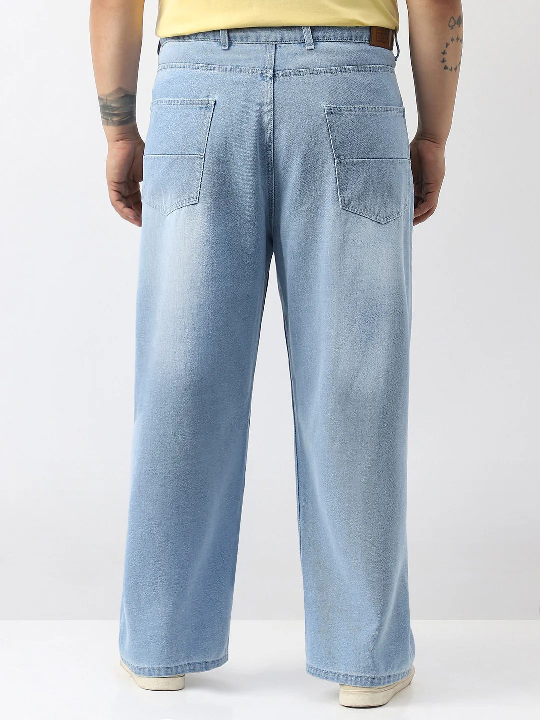 Plus Men's Ice Blue Loose Baggy Fit Washed Jeans Non-Stretchable - Image 4