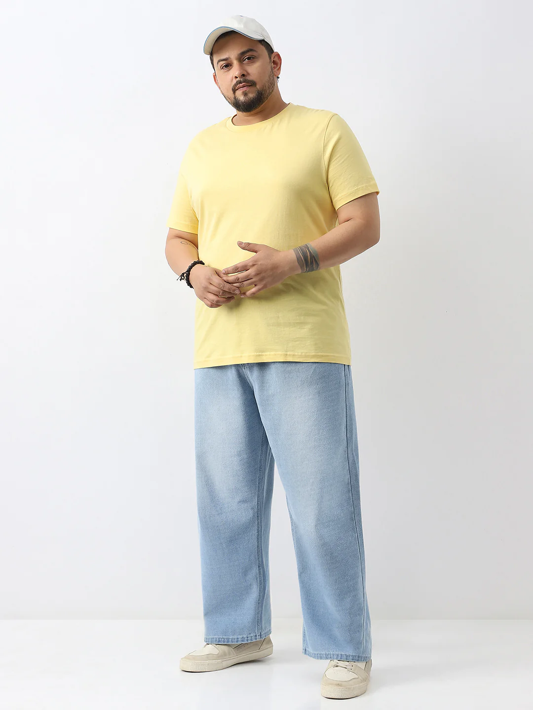 Plus Men's Ice Blue Loose Baggy Fit Washed Jeans Non-Stretchable - Image 5