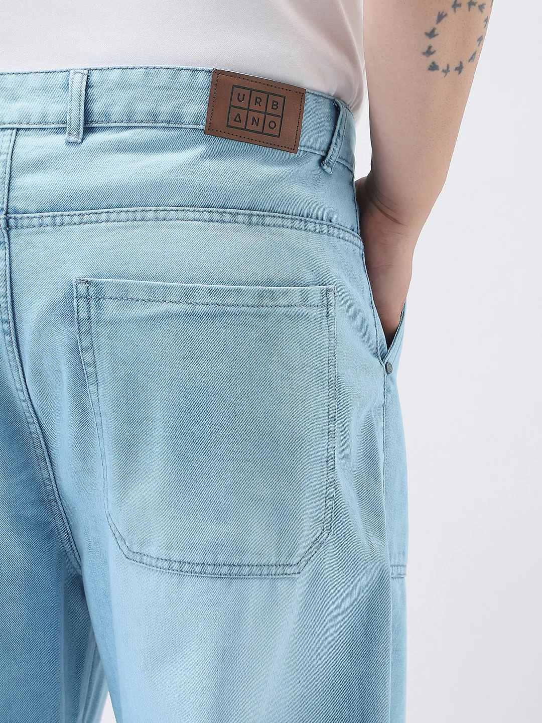 Plus Men's Ice Blue Loose Fit Cargo Carpenter Jeans With 6 Pockets Non-Stretchable - Image 7