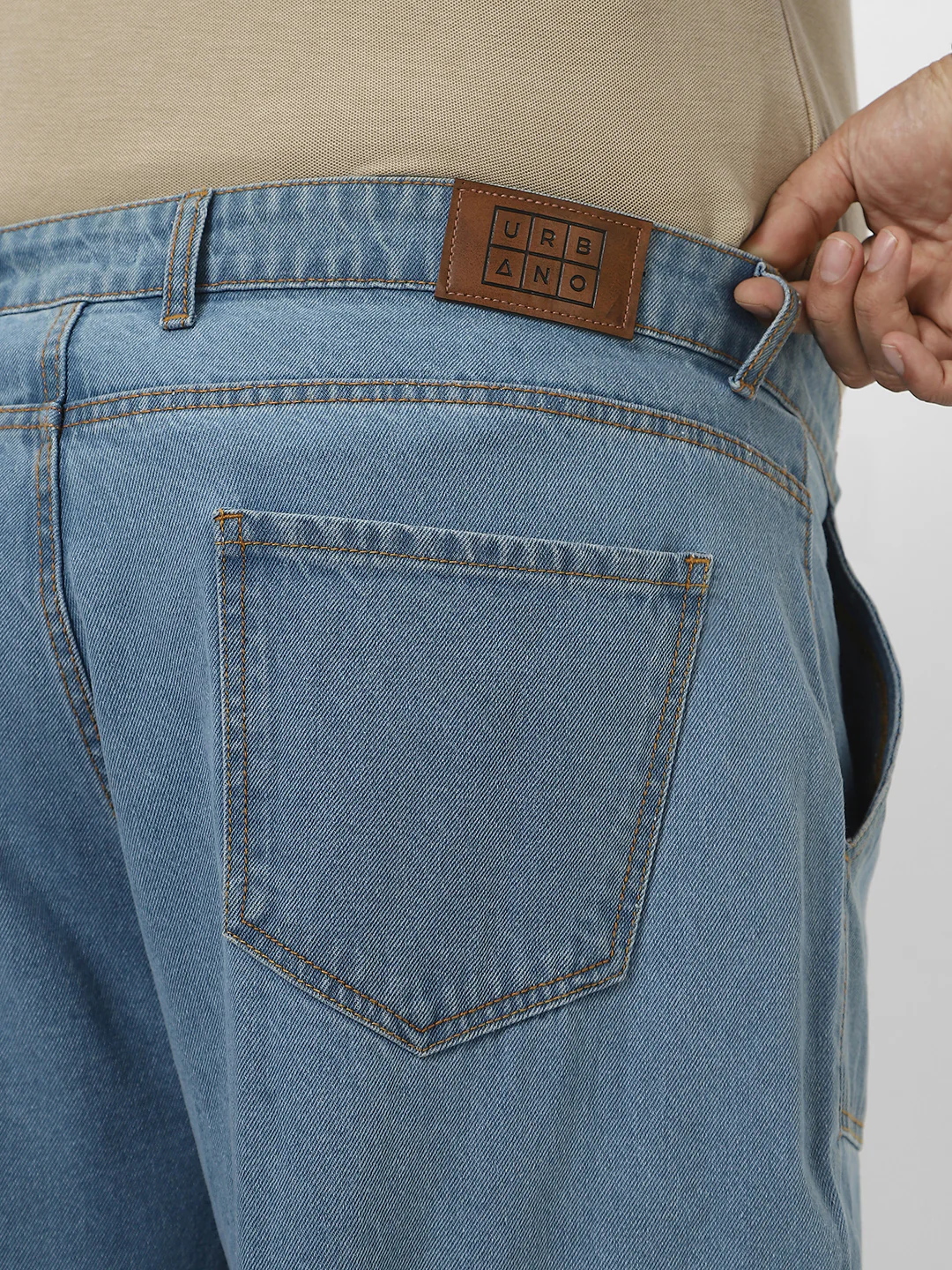Plus Men's Ice Blue Loose Fit Cargo Jeans with 6 Pockets Non-Stretchable - Image 6