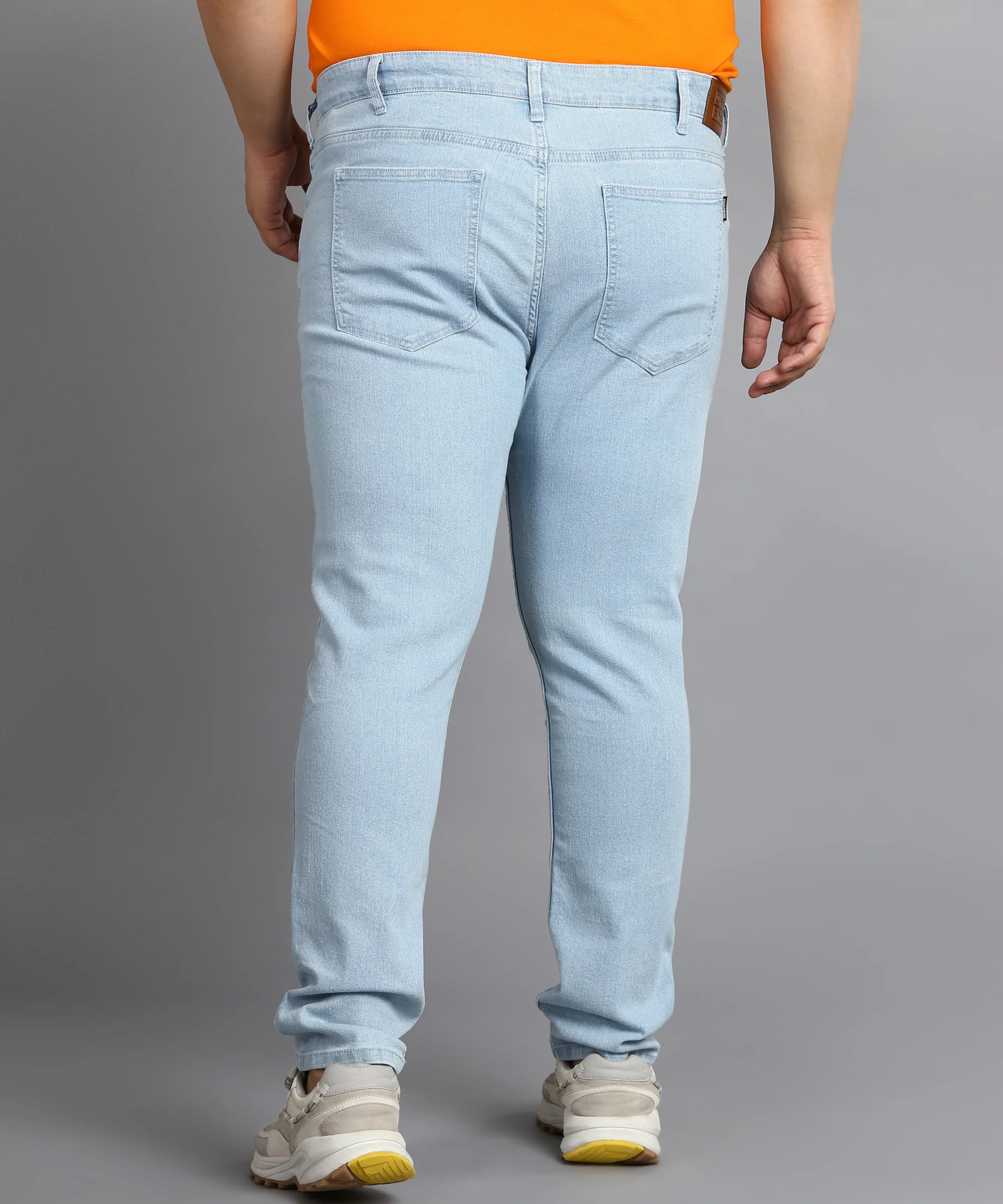 Plus Men's Ice Blue Regular Fit Washed Jeans Stretchable - Image 3