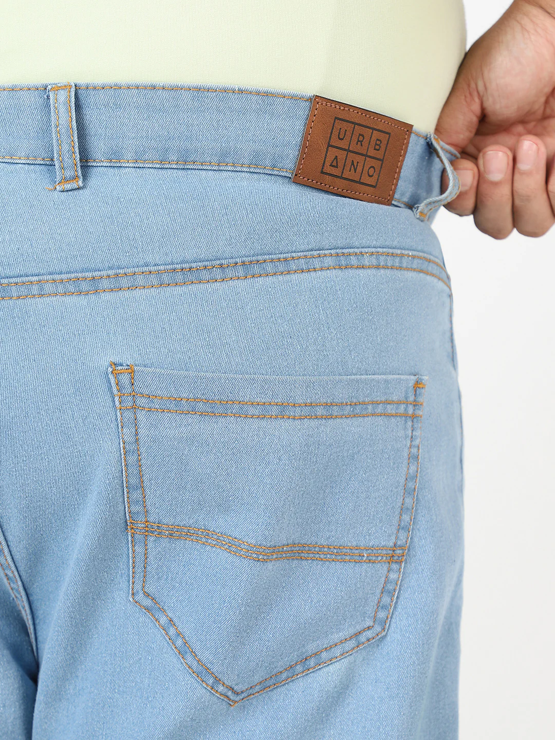 Plus Men's Ice Blue Regular Fit Washed Jeans Stretchable - Image 5
