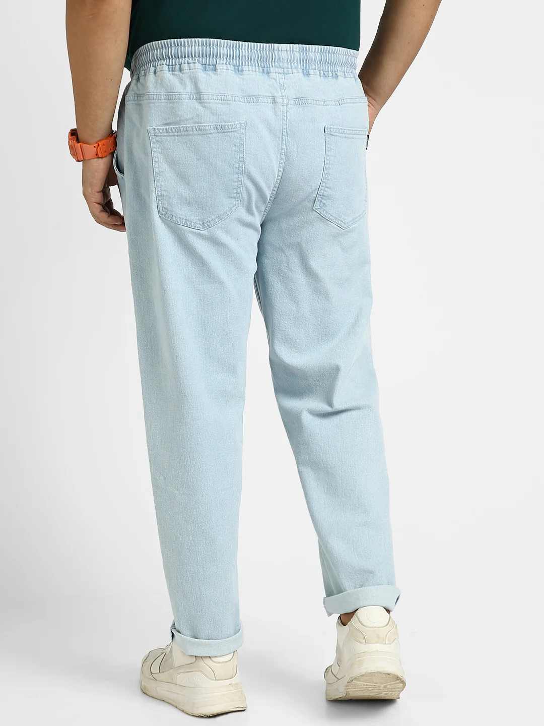 Plus Men's Ice Blue Regular Fit Washed Jogger Jeans Stretchable - Image 3