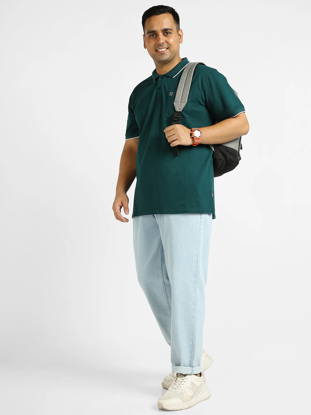 Plus Men's Ice Blue Regular Fit Washed Jogger Jeans Stretchable - Image 4