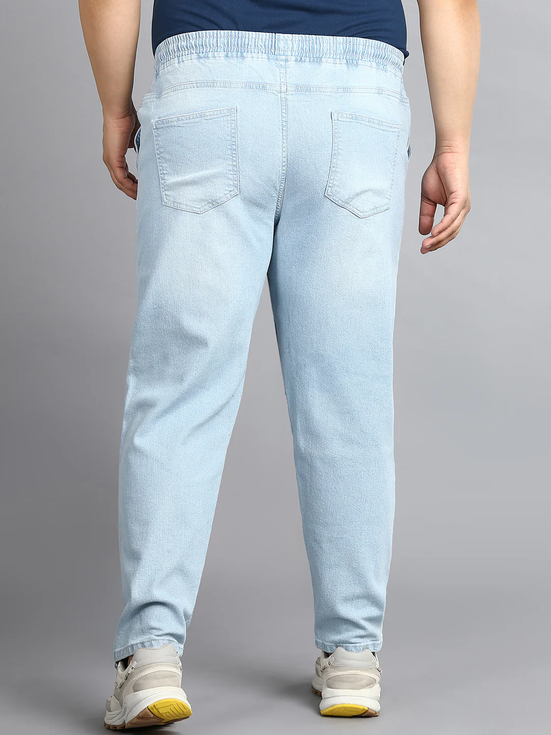 Plus Men's Ice Blue Regular Fit Washed Jogger Jeans Stretchable - Image 3