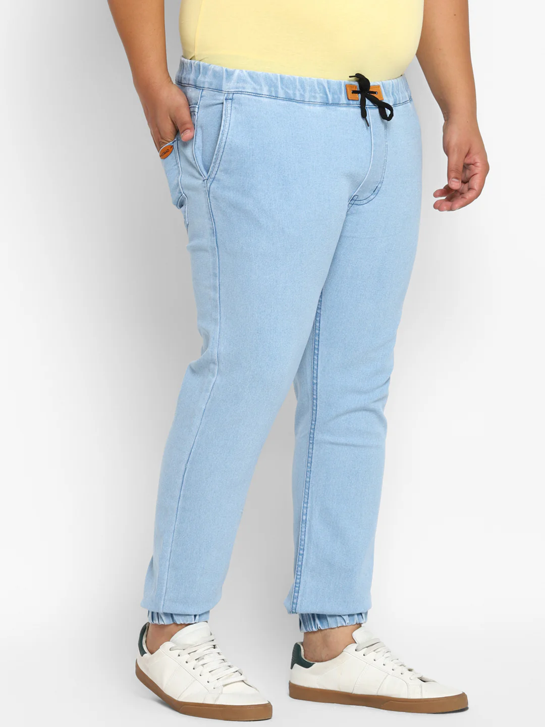 Plus Men's Ice Blue Regular Fit Washed Jogger Jeans Stretchable - Image 3