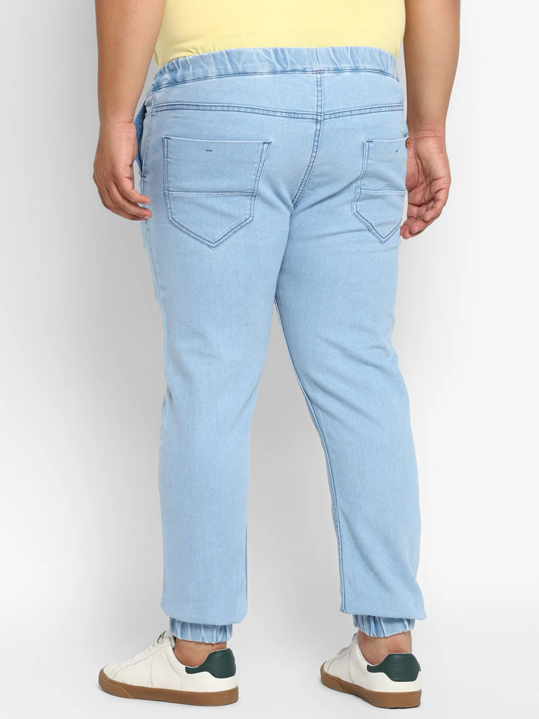 Plus Men's Ice Blue Regular Fit Washed Jogger Jeans Stretchable - Image 4