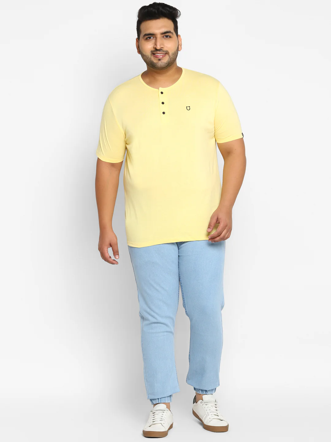 Plus Men's Ice Blue Regular Fit Washed Jogger Jeans Stretchable - Image 5