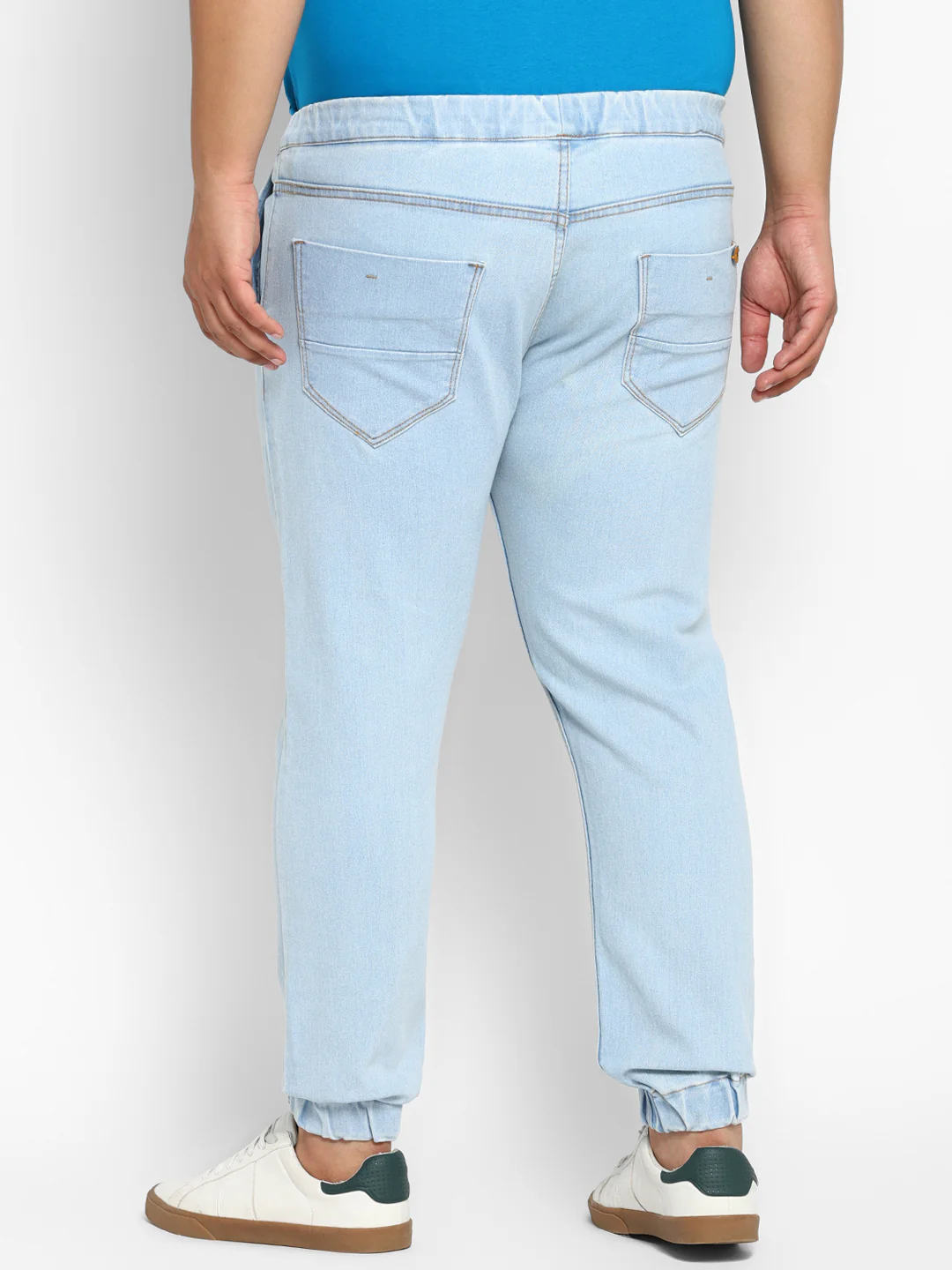 Plus Men's Ice Blue Regular Fit Washed Jogger Jeans Stretchable - Image 4