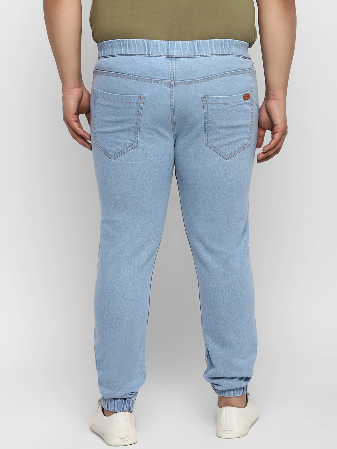 Plus Men's Ice Blue Regular Fit Washed Jogger Jeans Stretchable - Image 3