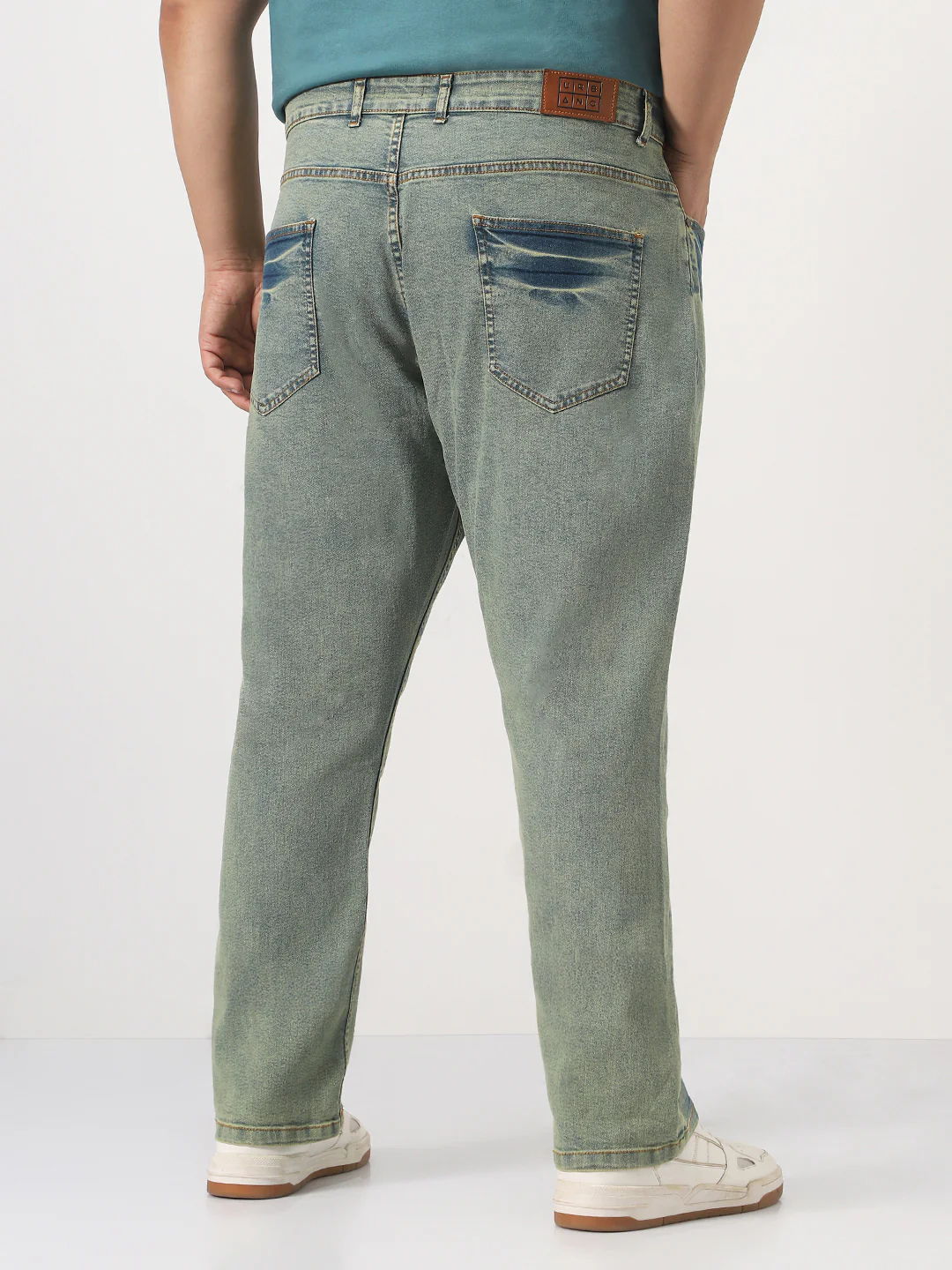 Plus Men's Ice Blue Straight Fit Heavy Washed Jeans Stretchable - Image 3