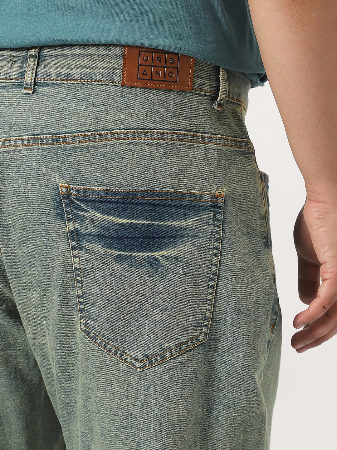 Plus Men's Ice Blue Straight Fit Heavy Washed Jeans Stretchable - Image 6