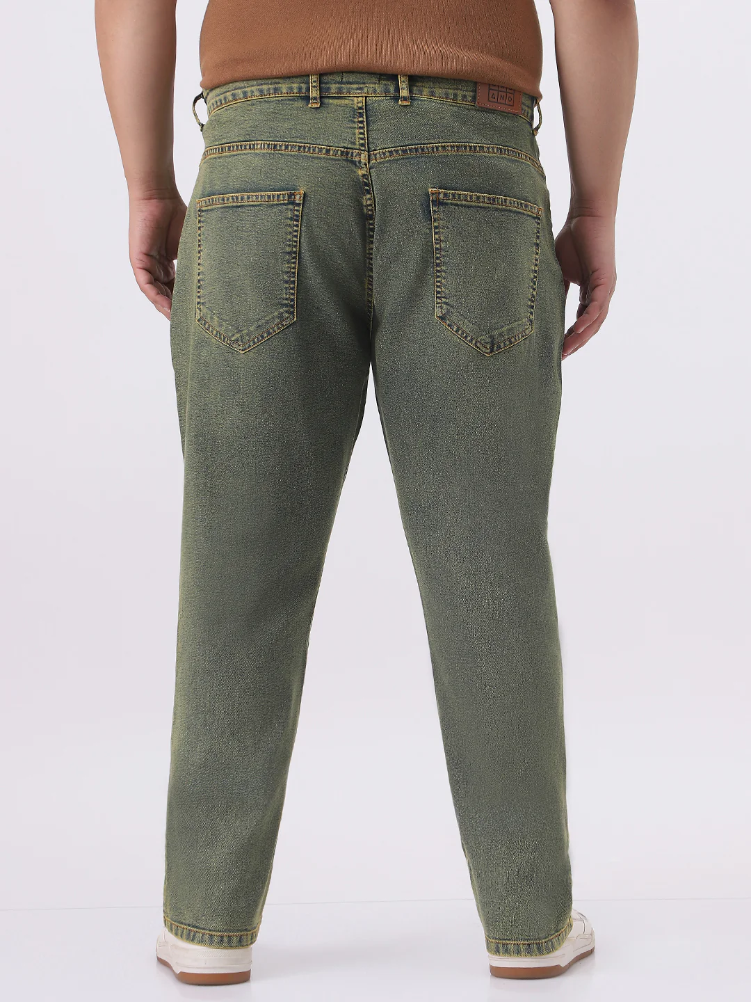 Plus Men's Ice Blue Straight Fit Heavy Washed Jeans Stretchable - Image 3