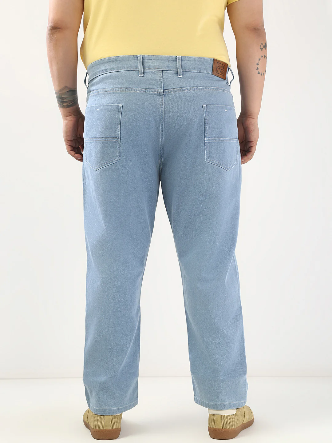 Plus Men's Ice Blue Straight Fit Washed Jeans Stretchable - Image 4