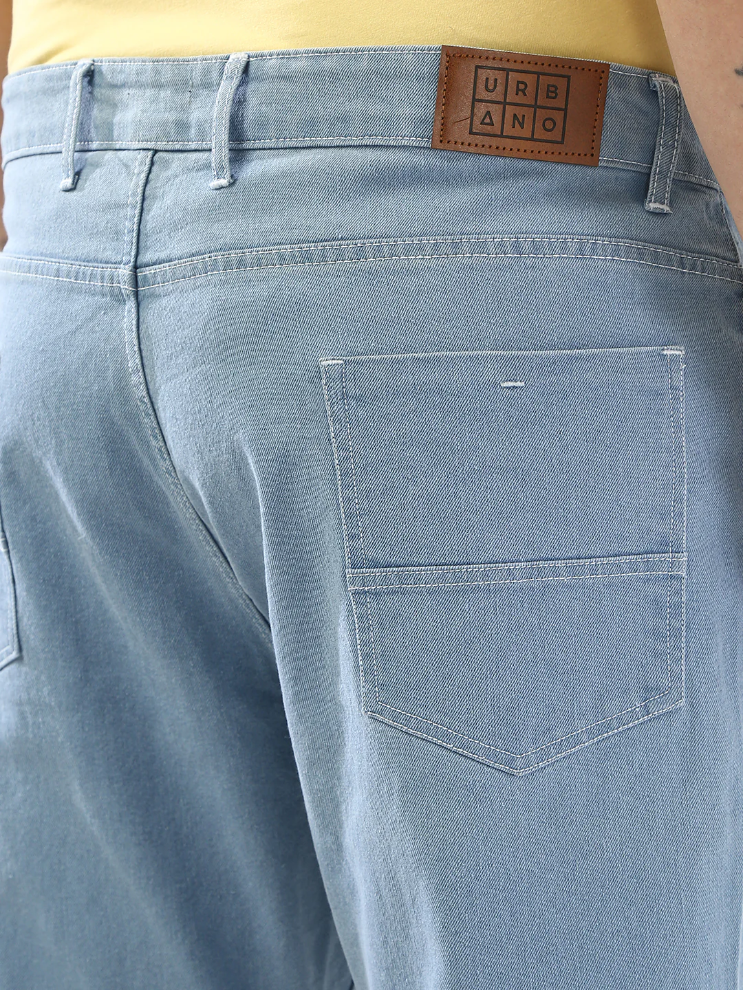 Plus Men's Ice Blue Straight Fit Washed Jeans Stretchable - Image 6