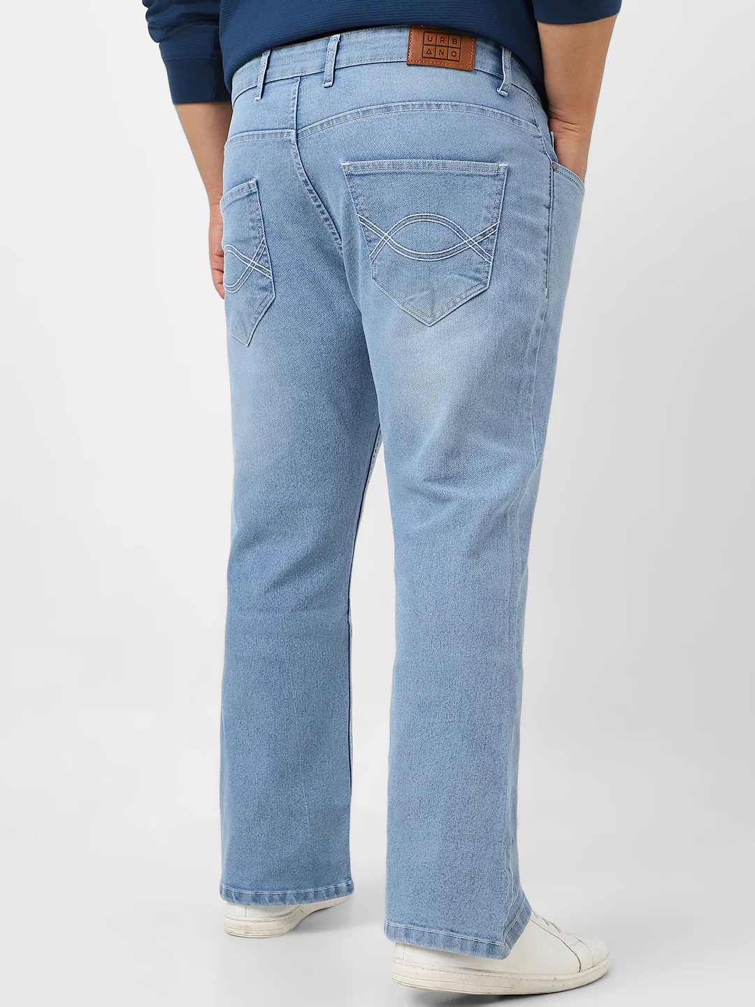 Plus Men's Ice Blue Washed Bootcut Jeans Stretchable - Image 3