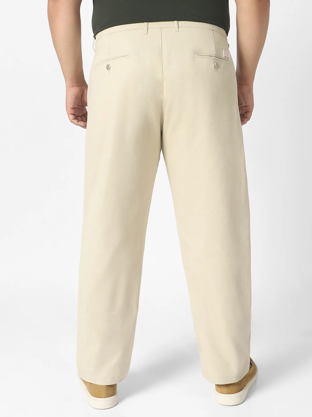 Plus Men's Ice Grey Cotton Regular Fit Casual Chinos Trousers Stretch - Image 3