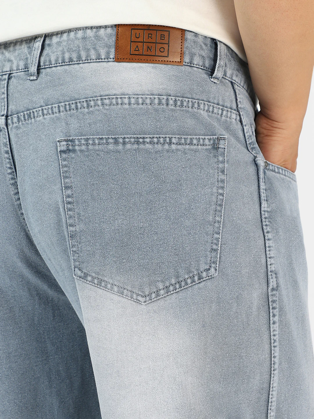 Plus Men's Ice Grey Loose Baggy Fit Cut and Sew Panelled Jeans Non-Stretchable - Image 6