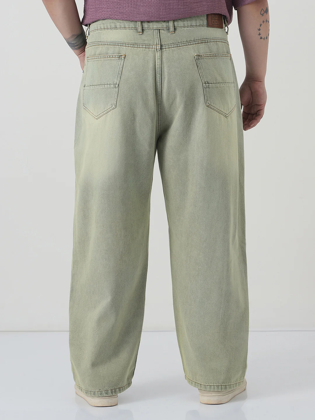 Plus Men's Ice Grey Loose Baggy Fit Heavy Washed Jeans Non-Stretchable - Image 3