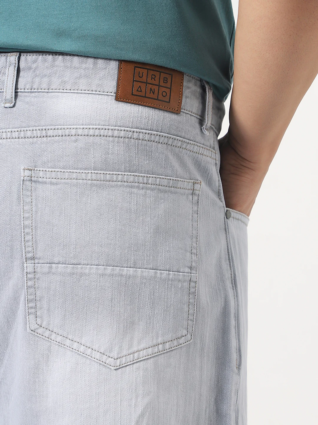 Plus Men's Ice Grey Loose Baggy Fit Washed Denim Jeans Non-Stretchable - Image 6