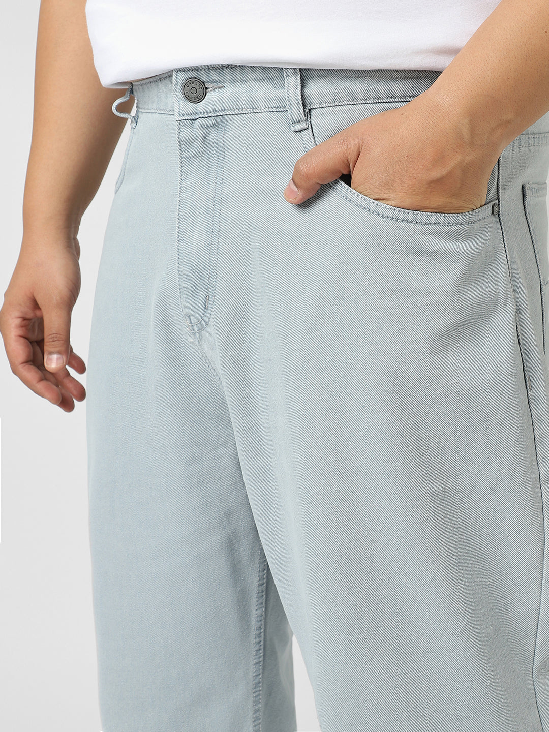 Plus Men's Ice Grey Loose Baggy Fit Washed Jeans Non-Stretchable - Image 5
