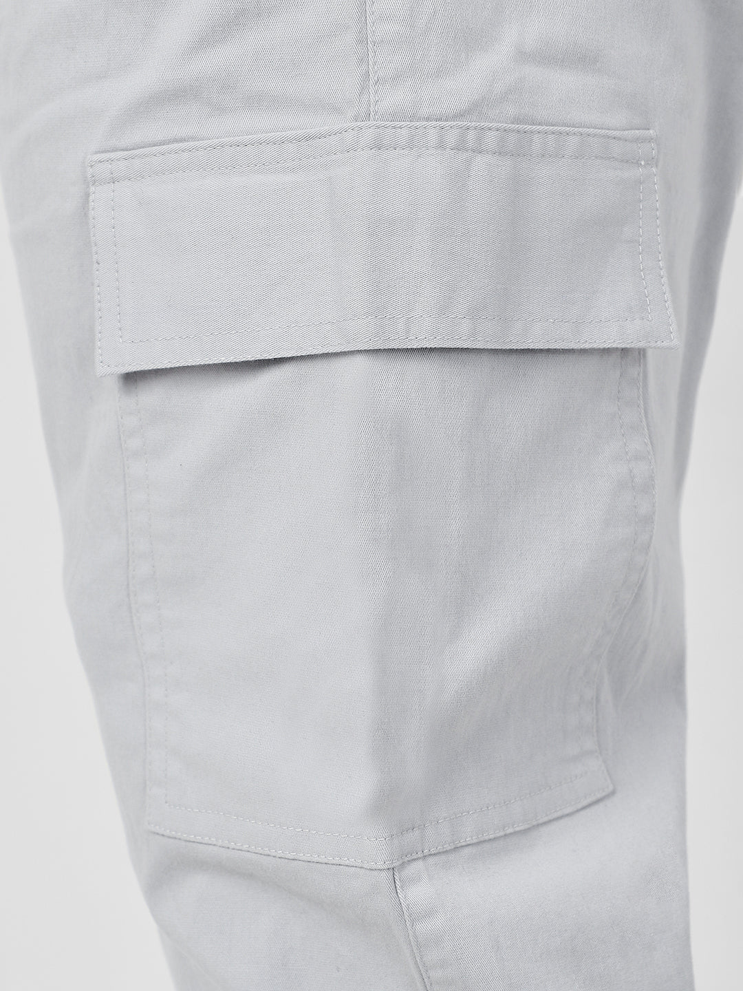 Plus Men's Ice Grey Regular Fit Solid Cargo Chino Pant with 6 Pockets Stretchable - Image 5