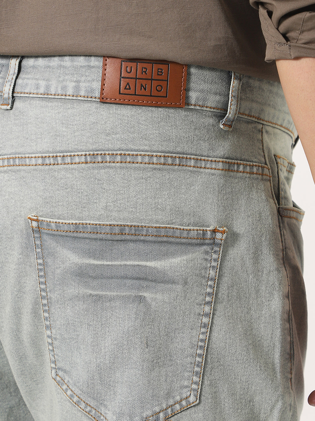 Plus Men's Ice Grey Straight Fit Heavy Washed Jeans Stretchable - Image 6