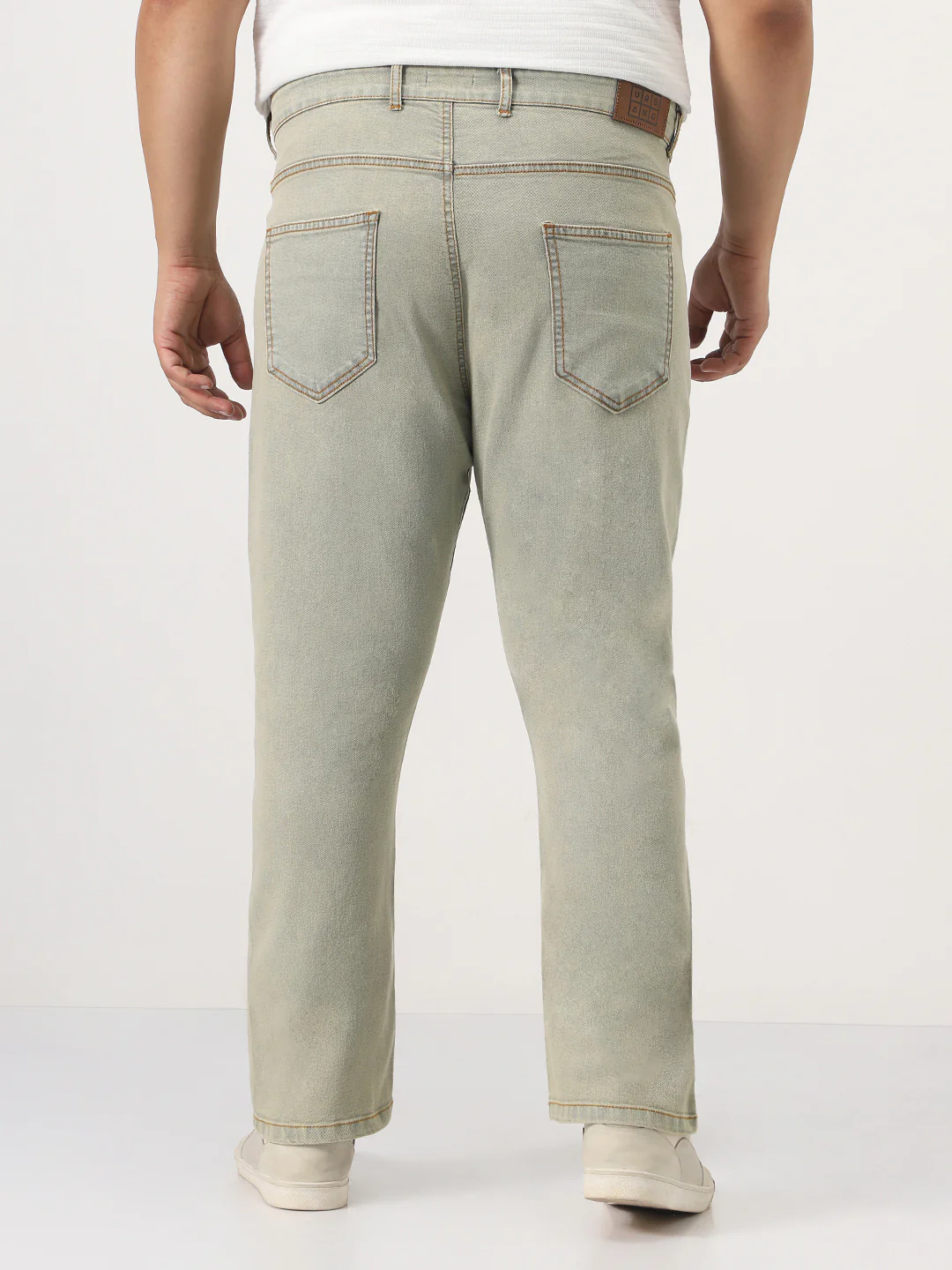 Plus Men's Ice Grey Straight Fit Heavy Washed Jeans Stretchable - Image 3