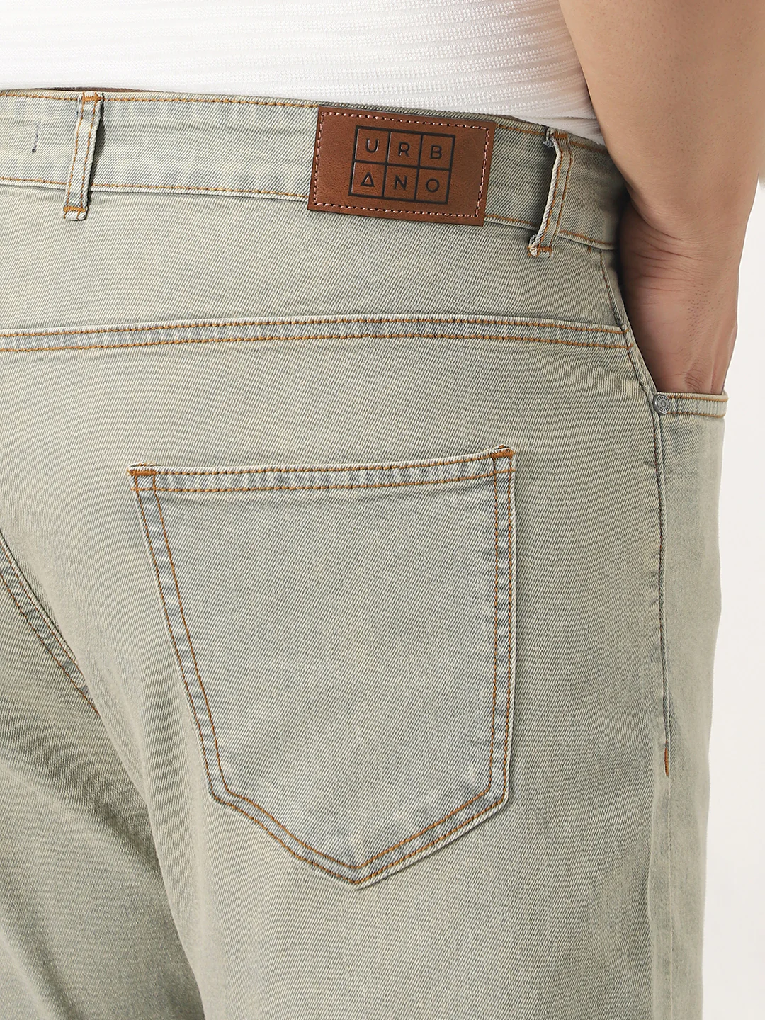 Plus Men's Ice Grey Straight Fit Heavy Washed Jeans Stretchable - Image 6