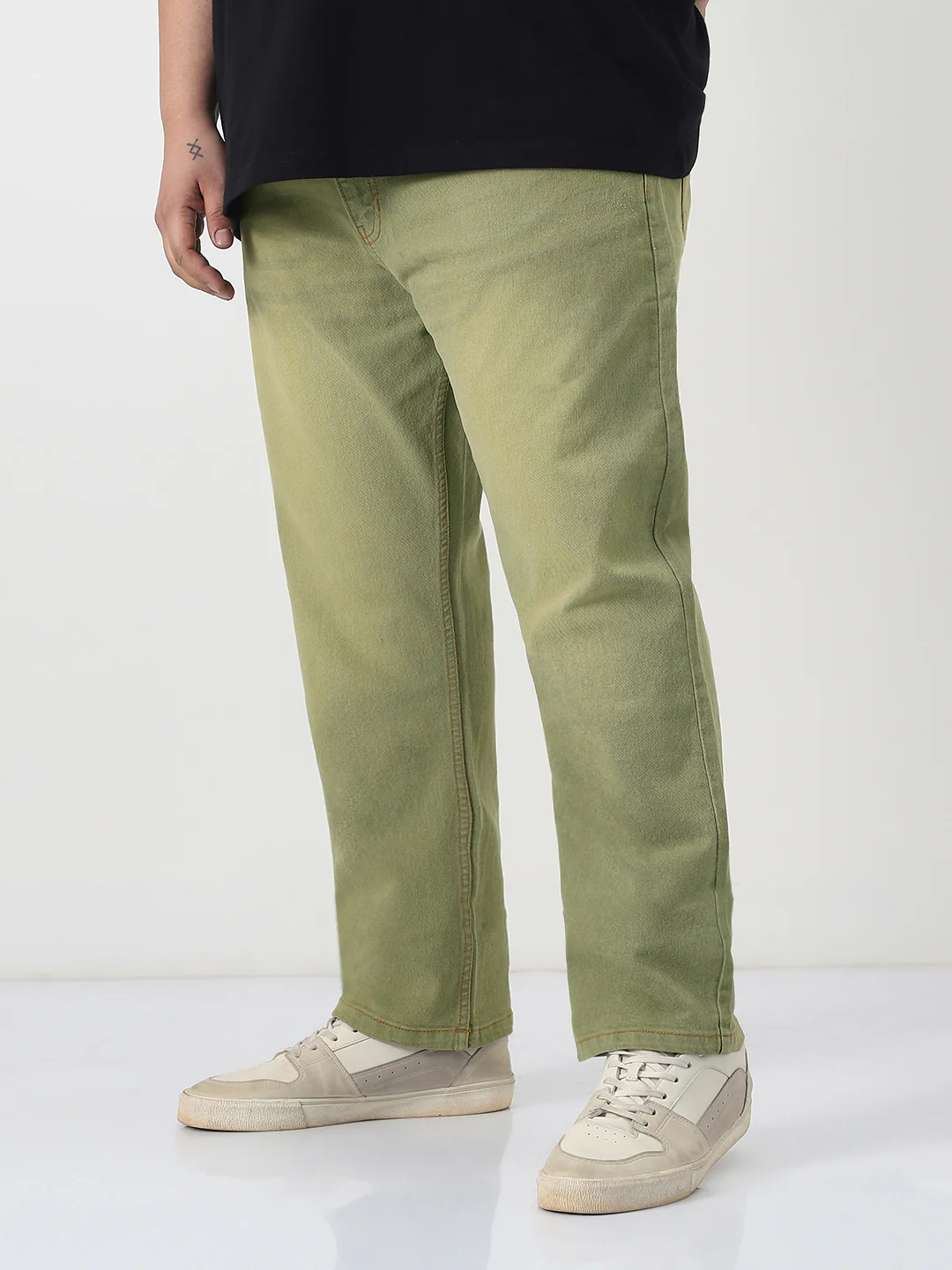 Plus Men's Ice Grey Straight Fit Heavy Washed Jeans Stretchable - Image 2